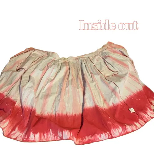 ANTHROPOLOGIE TINY WHITE & CORAL PINK TIE DYE COTTON WRAP MIDI SKIRT (M) Size M