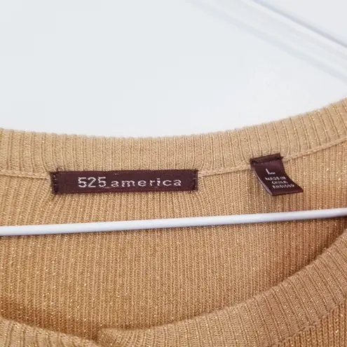 525 America Sparkles Glitters Gold Button Knit Cardigan Top