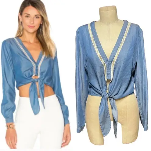 Lovers + Friends Lovers +‎ Friends Carmine Chambray Tencel Top Size Medium