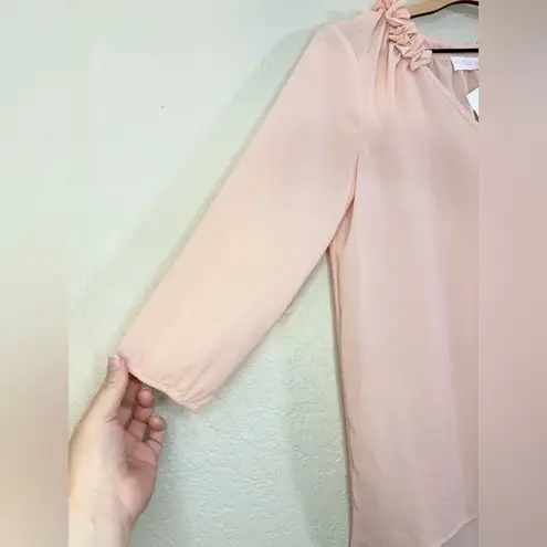 Peach Love California Soft Pink Ruffle Blouse Size L