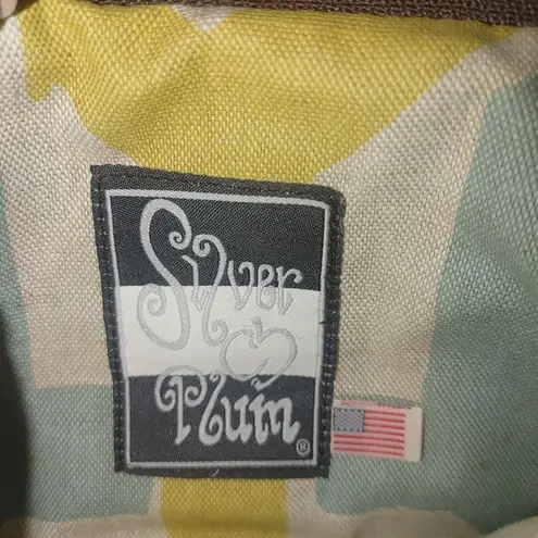 Silver Plum Cowhide Print Crossbody Purse Brown Beige Button Accent Zip Closure White