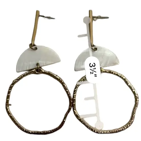 The Bar Virtue Jewelry Post w/ Mother Of Pearl And A Gold Branch Circle Earrings