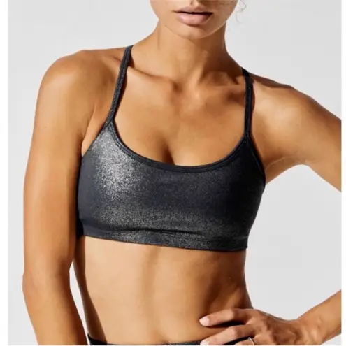 Beyond Yoga Twinkle Slim Sports Bra in Black/Silver Shimmer
