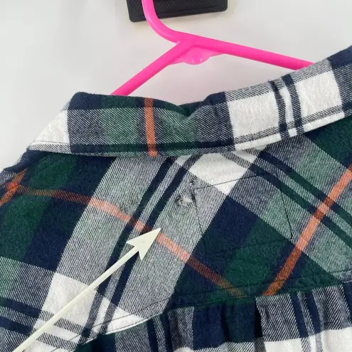 Rails Shirt Dress Medium Nadine Flannel Plaid Button Down Tie Waist Green Navy