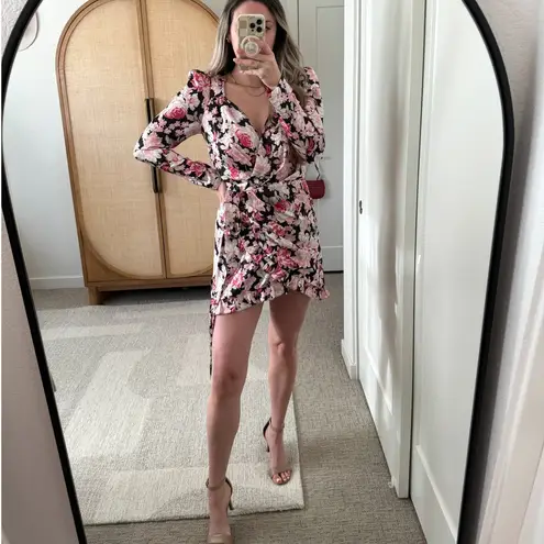 Bardot Pink Floral Wrap Mini Dress