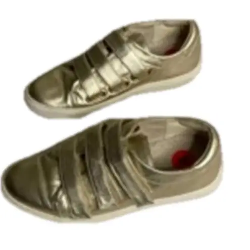 Metallic Gold Leather Velcro Sneakers Kenneth Cole New York Size 6