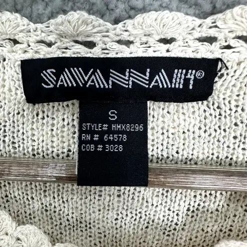 Savannah Top Womens Small Ivory Floral Crochet Silk Cotton Boho Cottagecore Vtg