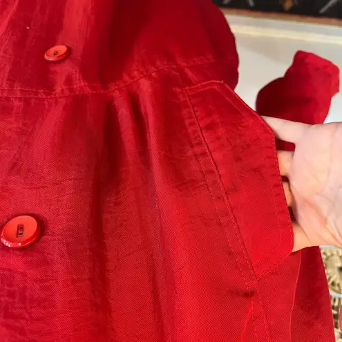 Vintage Silkworm's Red Black Contrast Double Breasted Duster Trench Avant 2XL Size XXL