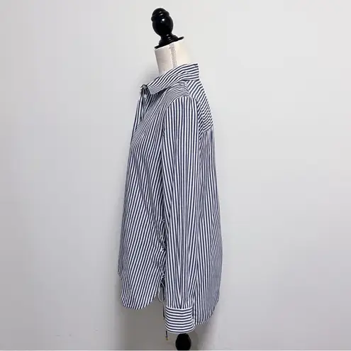 Derek Lam 10 Crosby Blue White Stripe Hidden Button Up Side Corset Tie Tunic 6