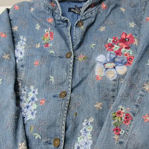 Denim & Co  Jean Embroidered Floral Butterfly Boho Fairy Jacket 1X