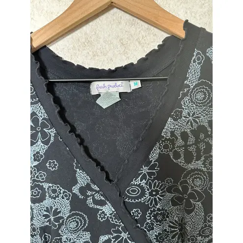 Fresh Produce Black Floral Sleeveless Dress Womens Medium Casual Summer Cotton