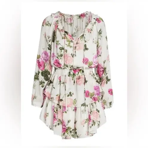 Love Shack Fancy NWT  Popover Dress in Rose ballet Blush Venetian floral silk XL