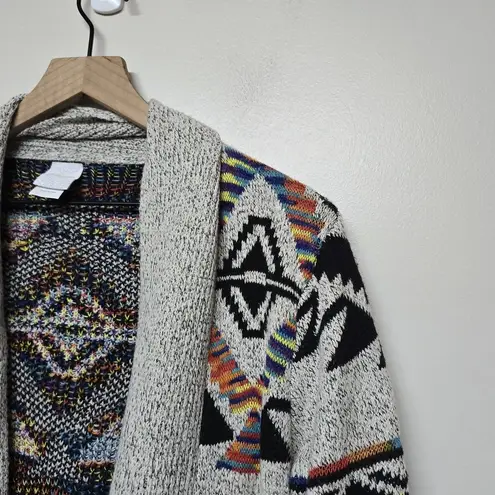 Northern Angel Aztec Southwestern Open Front Long Cardigan Duster Sweater Sz Med
