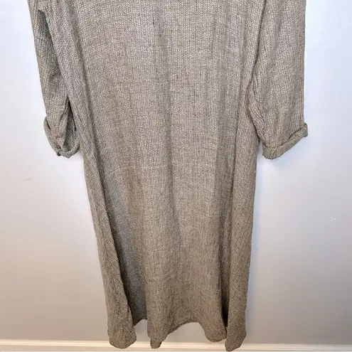 Flax Linen Lagenlook Long Sleeve Maxi Dress Size Large