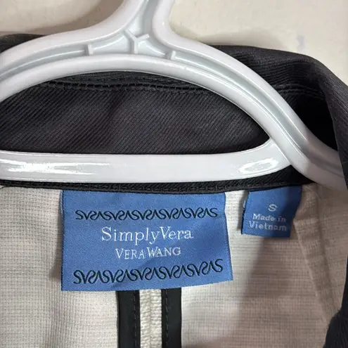 Simply Vera, Vera Wang Simply Vera Vera Wang kimono Coat Drawstring Waist Full Zip Gray, Black Trim S