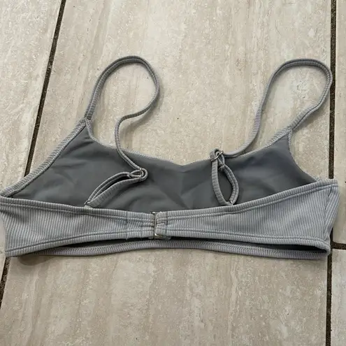 Morning Dip Silver Gray Ribbed Bikini Bathing Suit Set XS
