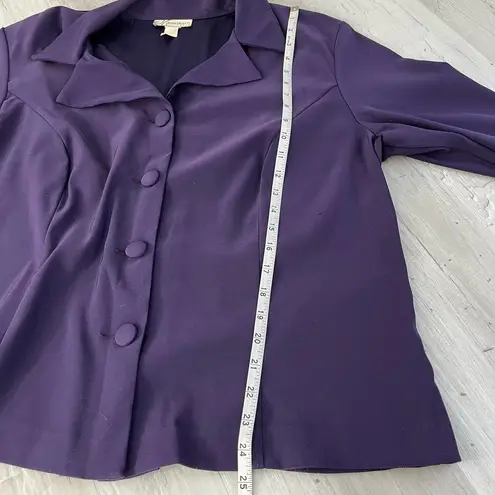 Dress Barn Vintage Y2K  Plus Size Purple Collared Button Down Bell Sleeve Blouse