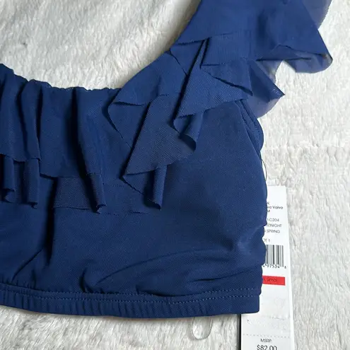Carmen Marc Valvo Women's Mesh Ruffle Midnight Blue Bikini Top size XS NEW