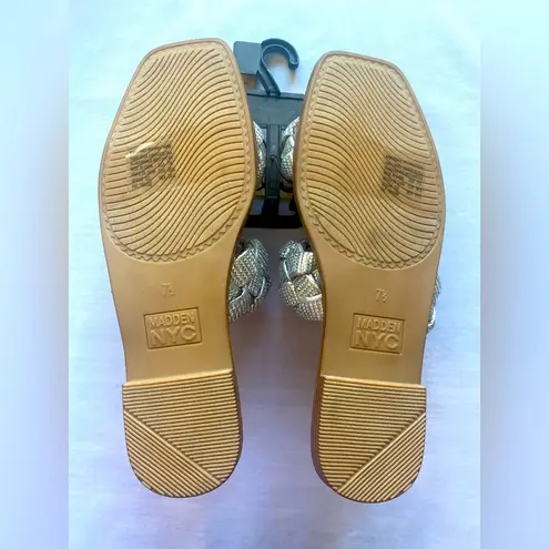 MADDEN NYC Two Band Braid Silver Rhinestone Comfort Foam Insole Sandals Size 7.5