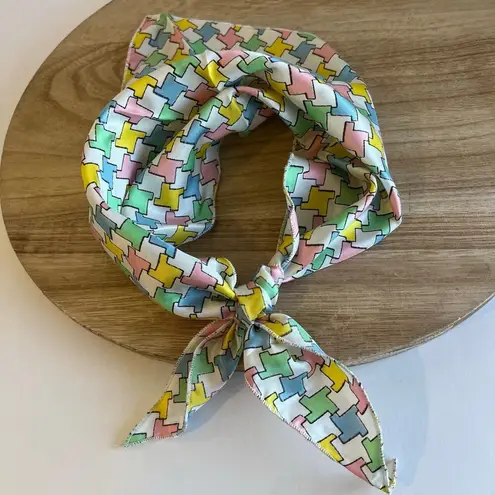 Vintage Silky Pastel Abstract Print Triangle Neck Tie Bandana Pink