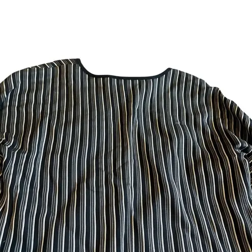 Max Mara Studio Striped Dress Crossover Retro Y2K 3/4 Sleeves Size 8 Women's