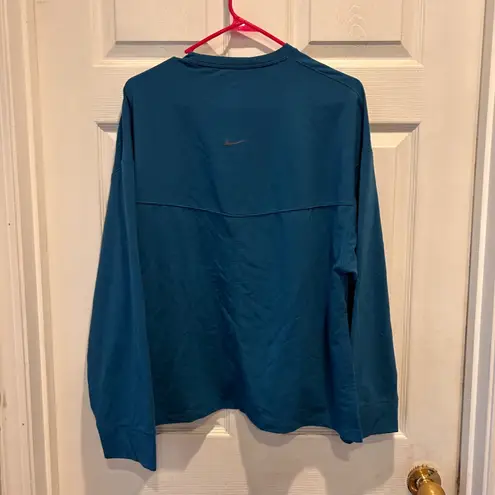 Nike  Yoga Dri Fit Women Teal Long Sleeve Sweatshirt Athletic Top Size Large
