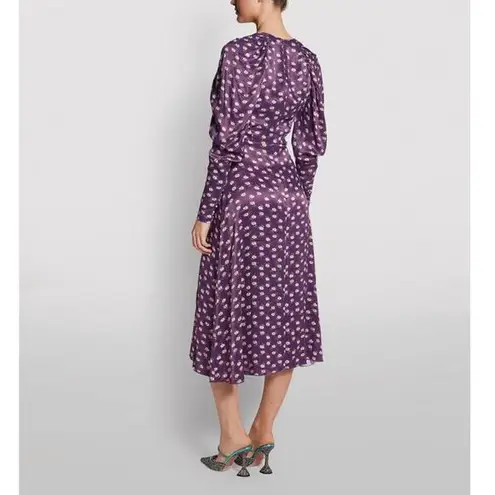 ROTATE Birger Christensen Clair Floral Pansy Midi Dress Women's Size 2 Purple