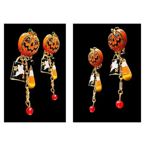 Halloween Earrings New Jack O Lantern Candy Corn Ghost Beads Pumpkin Pie…