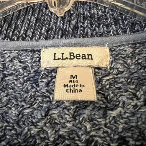 L.L.Bean  Cardigan Sweater Shades Of Blue Horizontal Stripe Tweed Medium