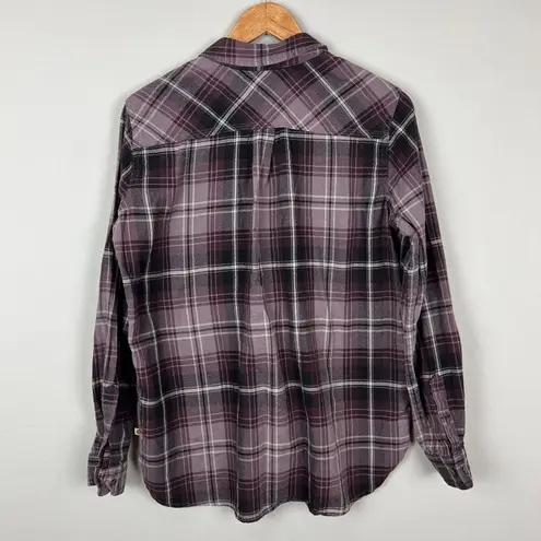 Carhartt  Womens Button‎ Down Shirt Large 12/14 Purple Plaid Long Tabbed Sleeve L