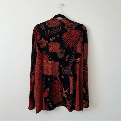 Cj banks 1x art to wear tribal jacket open‎ front cardigan liquid knit lagenlook Red
