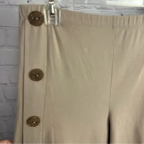 Soft Surroundings boho retro chic wide leg cropped pants size medium tan