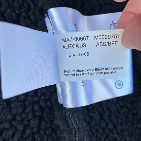 Mauritius Alexia Faux leather shearling biker jacket with zipper detail hood S