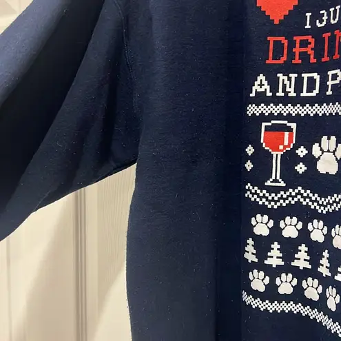 Gildan “I Just Want to Drink Wine and Pet My Dog” Ugly Christmas Sweatshirt - Image 3