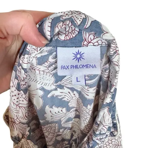 Pax Philomena Laura Floral Gray Block Print Long Sleeve Pajamas Set Size L