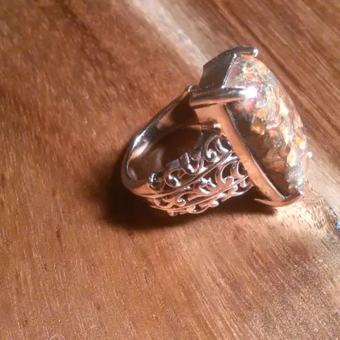 Matrix Fire Opal 14K Rose Gold Over Copper Solitaire Ring (Size 6)