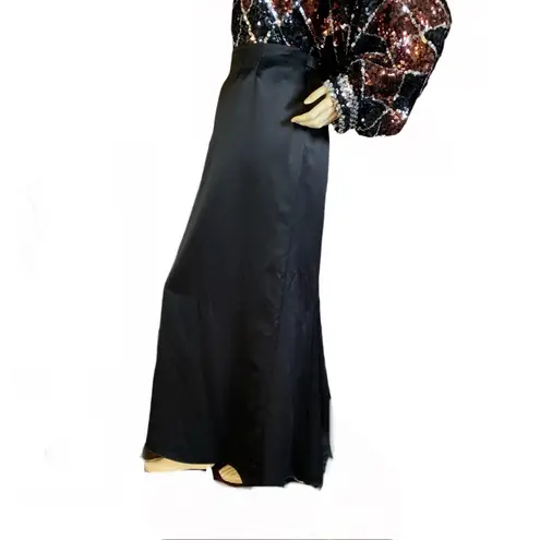 Alex Evenings VINTAGE 1990'S BLACK FULL MAXI SKIRT WITH SMALL BACK TRAIN (XL)