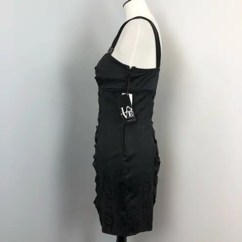 Love Tease NEW Black Ruched Black Snakeskin Mini Dress