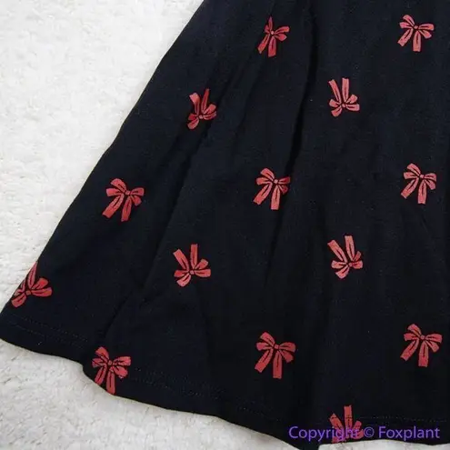 Unique Vintage Black & Red Bows Print Stephanie Fit & Flare Dress, 3X