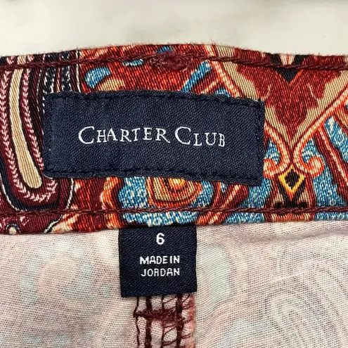 Charter Club NWOT  Women's Paisley Classic Fit Stretch Pants Size 6