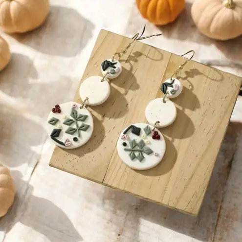 Elegant Polymer Clay Drop Botanical Design for Daily Alloy Ear Hooks Earrings‎ - Image 2