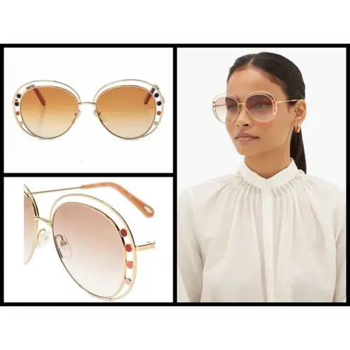 Chloé 💕CHLOE💕 Delilah Sunglasses ~ Gold Frame Gradient Brown Lenses CE169742 New