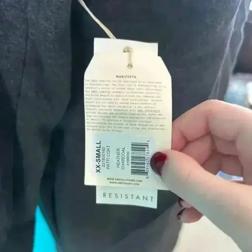 Obey NWT  N°89 Heather Charcoal Patti Trench Coat Single Breasted One Button XXS