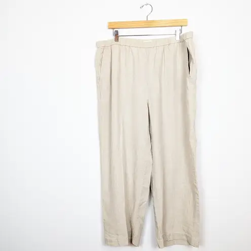 Eileen Fisher  Undyed Natural Wide Leg Organic Linen Trouser Pant Size XL