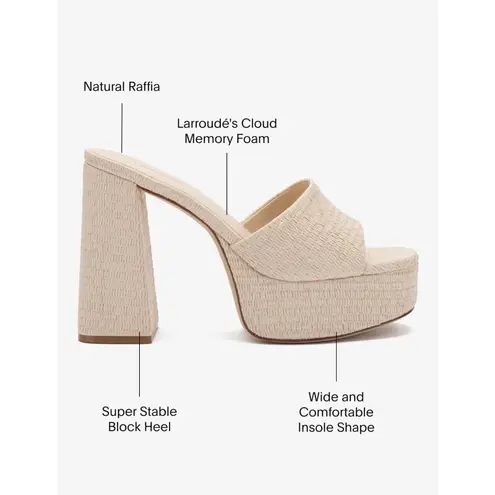 Larroude The Dolly Platform Mule In Natural Raffia SIZE 11 NEW Tan