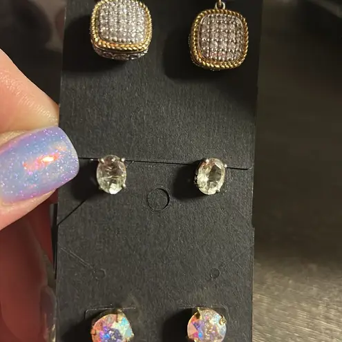 Elegant Gold and Silver Stud Earrings Set