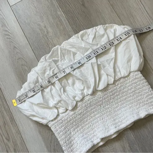 Maeve Strapless Top puff smocked crop womens White (medium) contemporary party