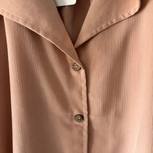 HeySon Blouse L Blush Peach Short Puff Sleeves Feminine Romantic Ruffle Neutral Pink Size L