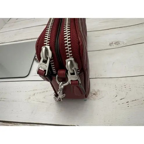 Coach  Maroon Red Kira Quilted Leather Silver Crossbody Purse CM531 7.5x4” NWOT