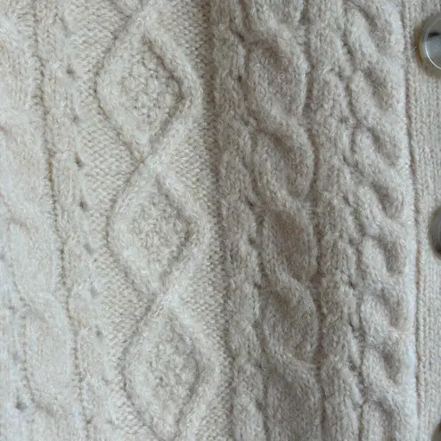 J.Crew Collared Cable Knit Cardigan Sweater in Aged Parchment, Size Small